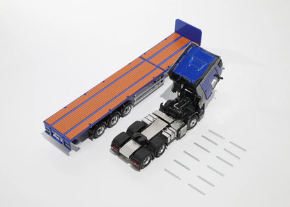 GCD 1/64 Mercedes-Benz Actros 3 axle tractor with retractable trailer (Blue/Grey)