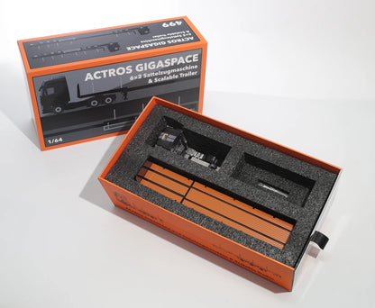 GCD 1/64 Mercedes-Benz Actros 3 axle tractor with retractable trailer Black