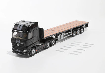 GCD 1/64 Mercedes-Benz Actros 3 axle tractor with retractable trailer Black