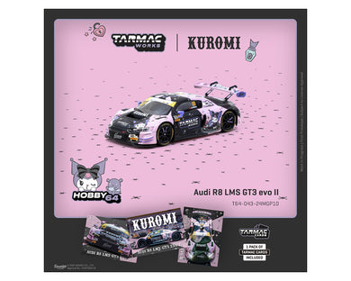 (Preorder) Tarmac Works 1:64 Audi R8 LMS GT3 evo II Kuromi – Uno Racing Macau GT Cup – FIA GT World Cup 2024 – Adderly Fong – Hobby64 & Tarmac Cards