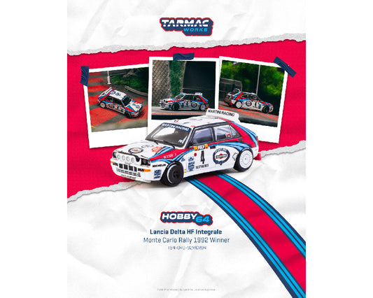 Tarmac Works 1:64 Lancia Delta HF Integrale Monte Carlo Rally 1992 Winner Didier Auriol / Bernard Occelli – Hobby64