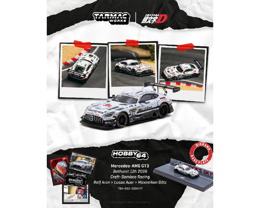 Tarmac Works 1:64 Mercedes-AMG GT3 Bathurst 12h 2026 Craft-Bamboo Racing Ralf Aron / Lucas Auer / Maximilian Götz Model Car + Trading Cards Combo Set- Hobby64