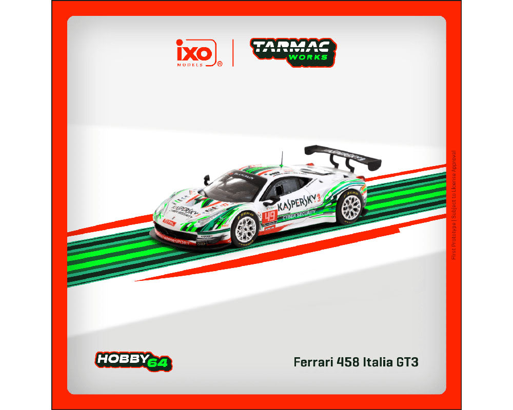 (Preorder) Tarmac Works 1:64 Ferrari 458 Italia GT3 24 hours of Spa 2016 S.  Lemeret / R. Aguas / A. Moiseev / D. Rizzo