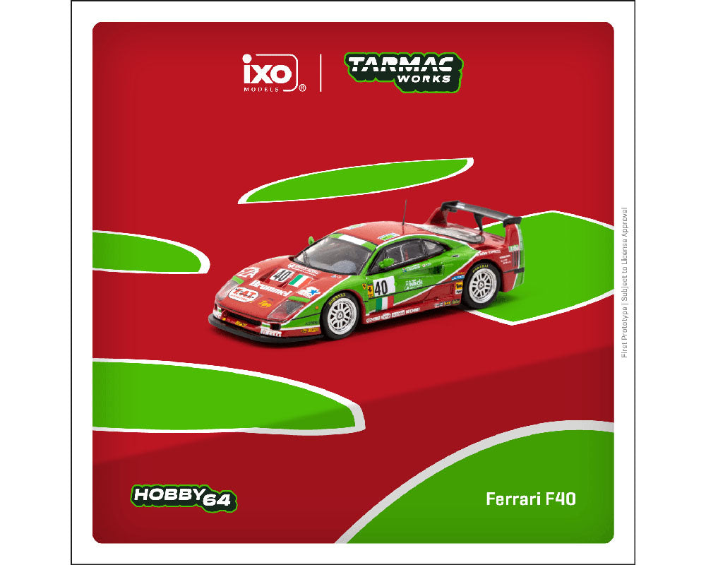 (Preorder) Tarmac Works 1:64 Ferrari F40 24h of Le Mans 1995 A. Olofsson / L. Della Noce / T. Ota