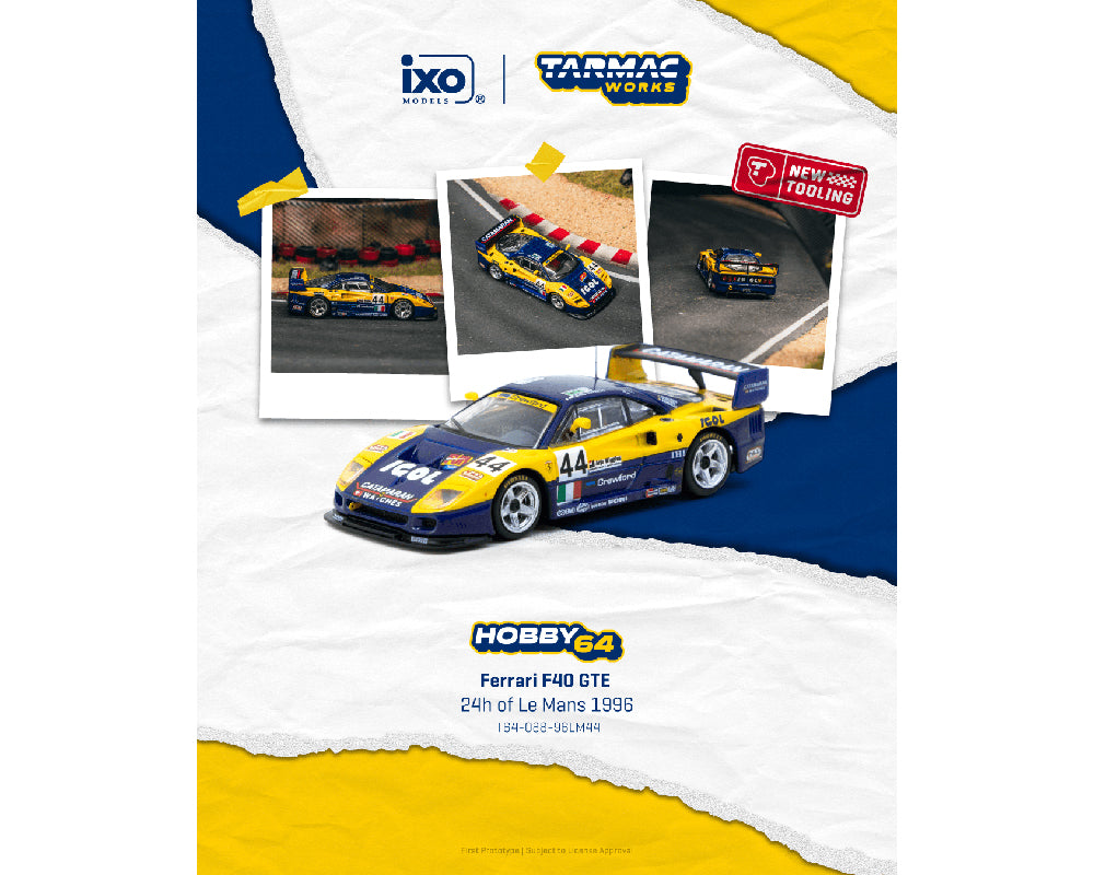 Tarmac Works 1:64 Ferrari F40 GTE 24h of Le Mans 1996 Luciano Della Noce / Anders Olofsson / Carl Rosenblad – Hobby64