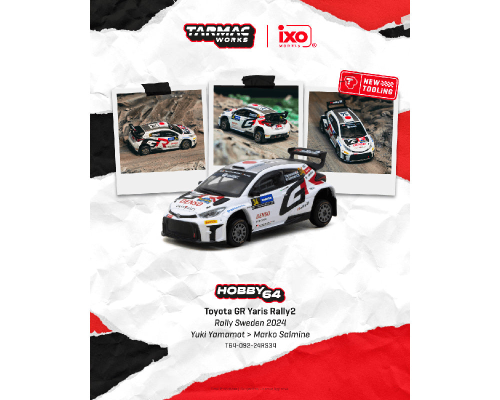 Tarmac Works 1:64 Toyota GR Yaris Rally2 Rally Sweden 2024 Yuki Yamamoto / Marko Salminen – Hobby64
