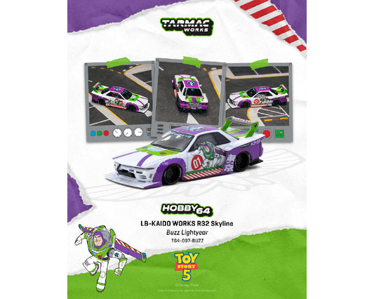 Tarmac Works 1:64 LB-Kaido Works R32 SKYLINE Disney Buzz Lightyear – White- Hobby64