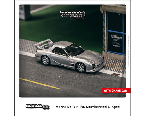 (Preorder) Tarmac Works 1:64 Mazda RX-7 FD3S Mazdaspeed A-Spec – Silver Stone Metallic- Global 64