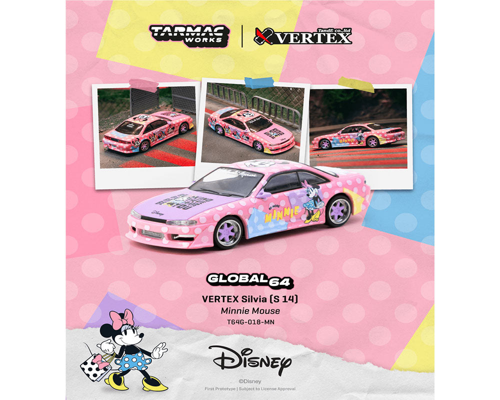 Tarmac Works 1:64 VERTEX Silvia (S14) Disney Minnie Mouse Limited Edition