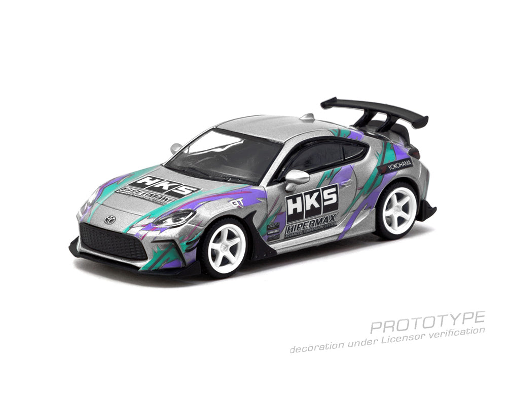 Tarmac Works 1:64 HKS Toyota GR86 – Blue Metallic – Global64 – Metal Oil can Packaging
