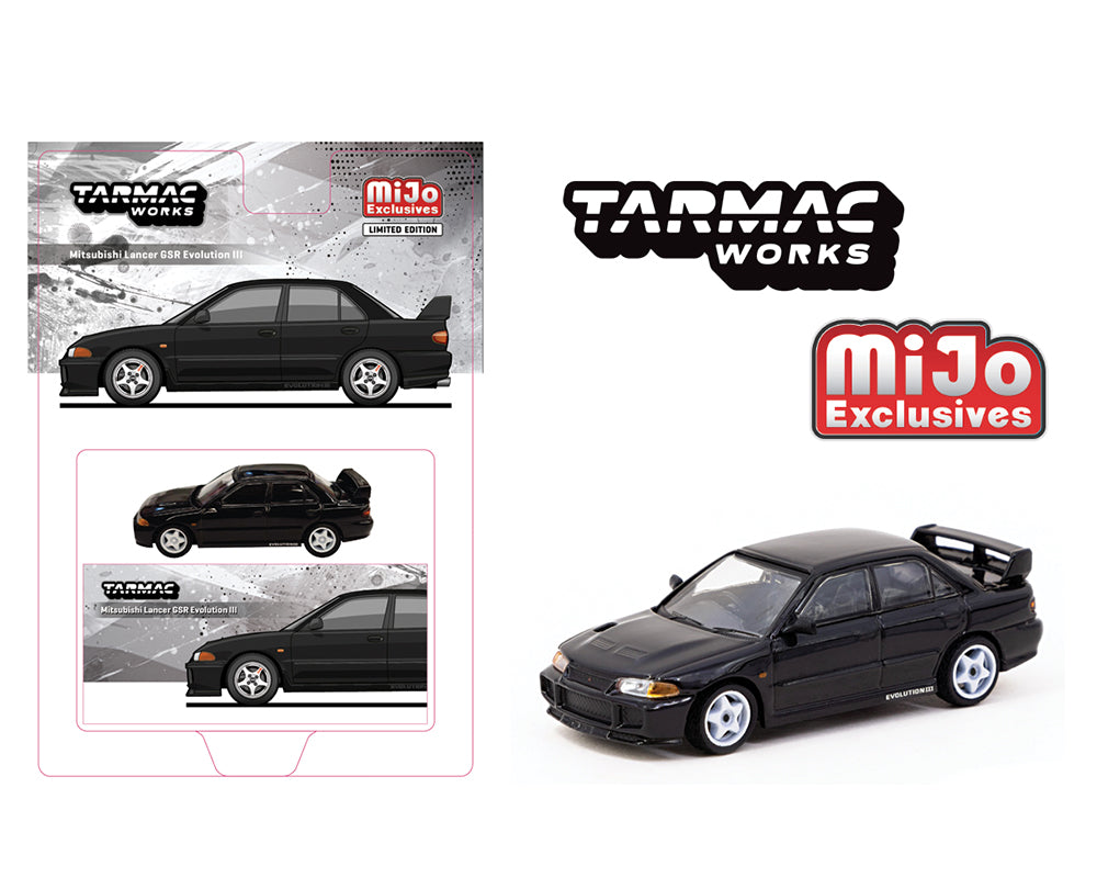 (Preorder) Tarmac Works 1:64 Mitsubishi Lancer GSR Evolution III- Black – Global64 – Mijo Exclusives