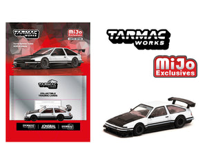 (Preorder) Tarmac Works 1:64 Toyota Sprinter Trueno AE86 Widebody by Jon Sibal with Trading Card – White – MiJo Exclusives