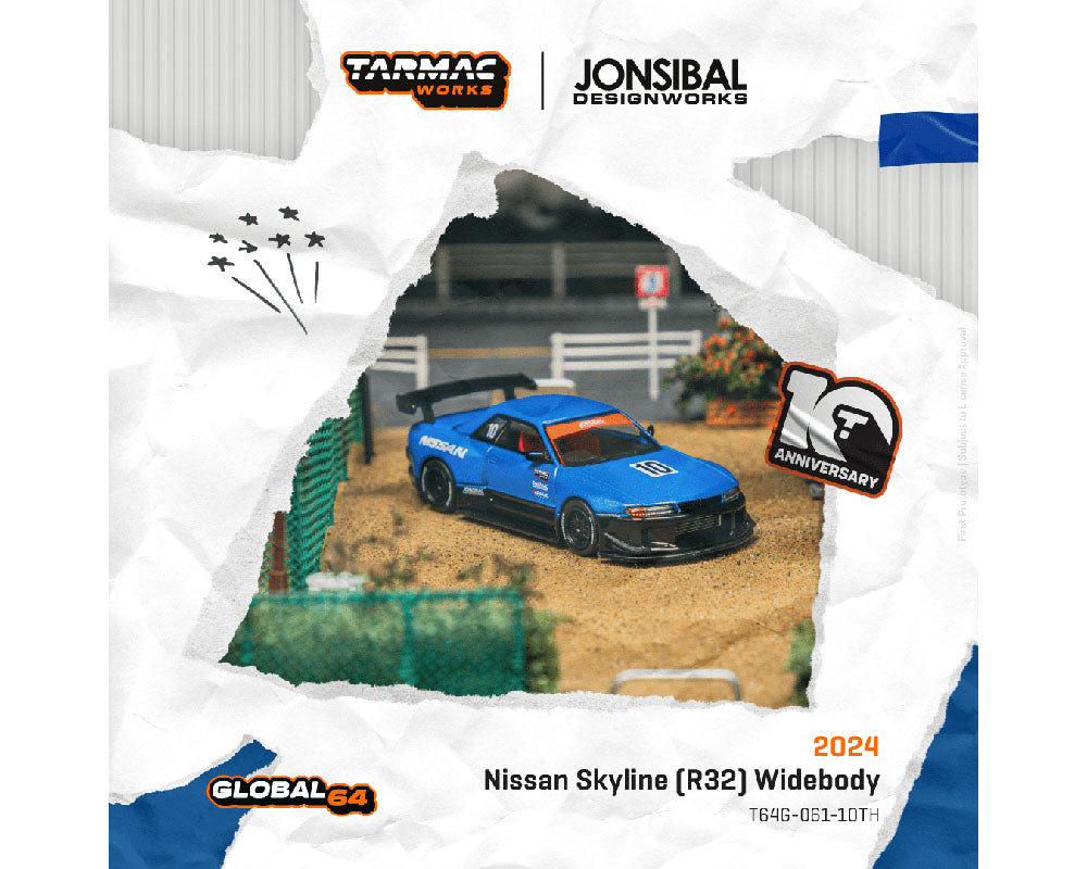 Tarmac Works 1:64 Nissan Skyline (R32) Widebody Designed by Jon Sibal Tarmac Works 10th Anniversary Limited Edition