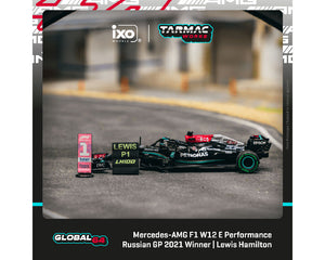 (Preorder) Tarmac Works 1:64 Mercedes-AMG F1 W12 E Performance Russian Grand Prix 2021 Winner 100th Win – Lewis Hamilton