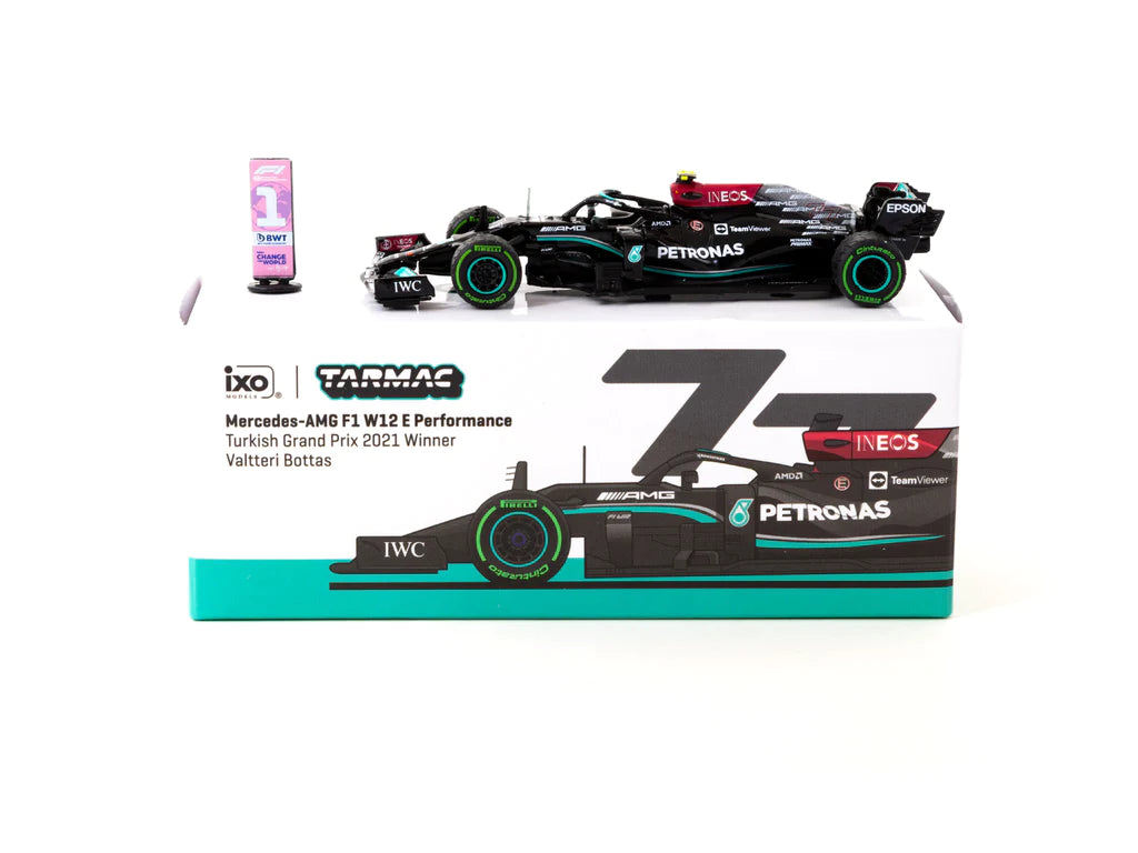 Tarmac Works 1:64 Mercedes-AMG F1 W12 E Performance Turkish Grand Prix 2021  Winner Valtteri Bottas