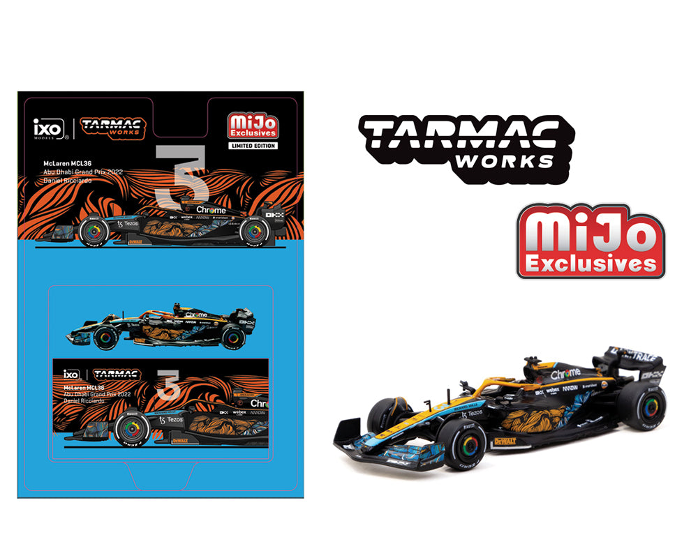 (Preorder) Tarmac Works 1:64 McLaren MCL36 Abu Dhabi Grand Prix 2022 Daniel Ricciardo – Mijo Exclusives