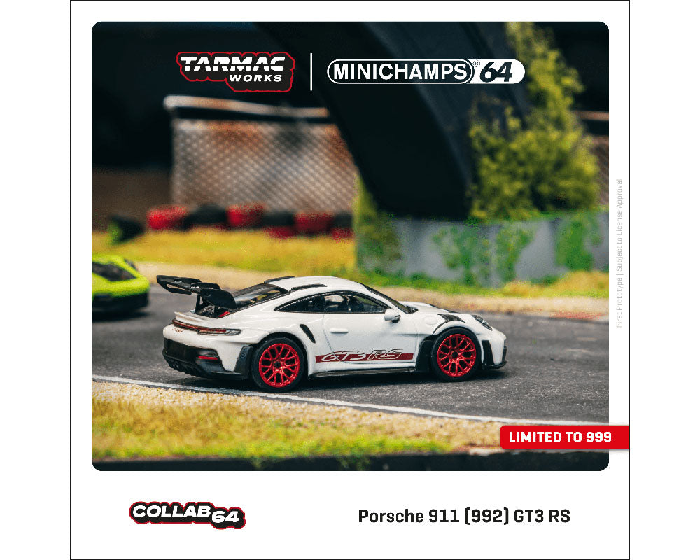Tarmac Works x Minichamps 1:64 Porsche 911 (992) GT3 RS – White – Limited to 999 pcs