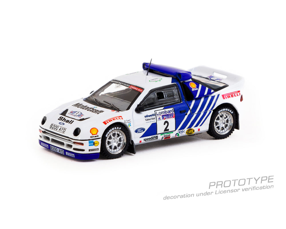 Tarmac Works 1:64 Ford RS200 Lombard RAC Rally 1986 Stig Blomqvist / Bruno Berglund – Red – Road64