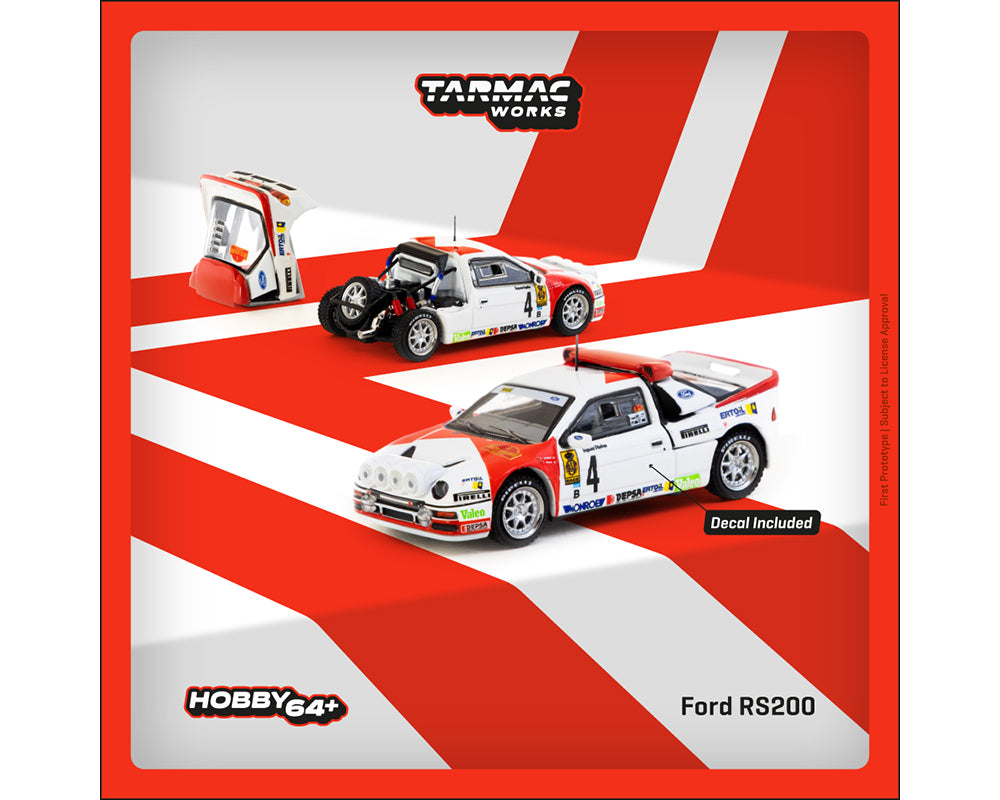 (Preorder) Tarmac Works 1:64 Ford RS200 Rallye Catalunya 1986 – Limited Edition – Hobby64+