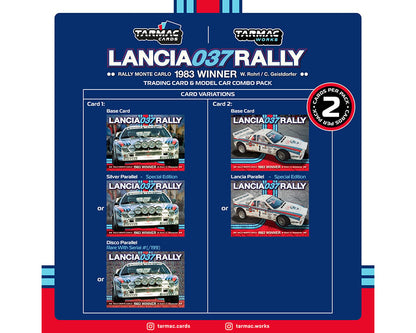 Tarmac Works 1:64 Lancia 037 Rally Rally Monte Carlo 1983 Winner W. Rohrl / C. Geistdorfer with Trading Cards- Hobby64