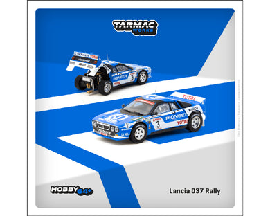 (Preorder) Tarmac Works 1:64 Lancia 037 Rally Ypres 24 Hours Rally 1983 J.C. Andruet / F. Sappey- Hobby64