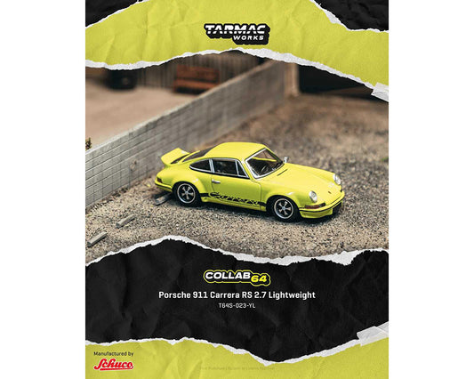 Tarmac Works x Schuco 1:64 Porsche 911 Carrera RS 2.7 Lightweight -Yellow – Collab64