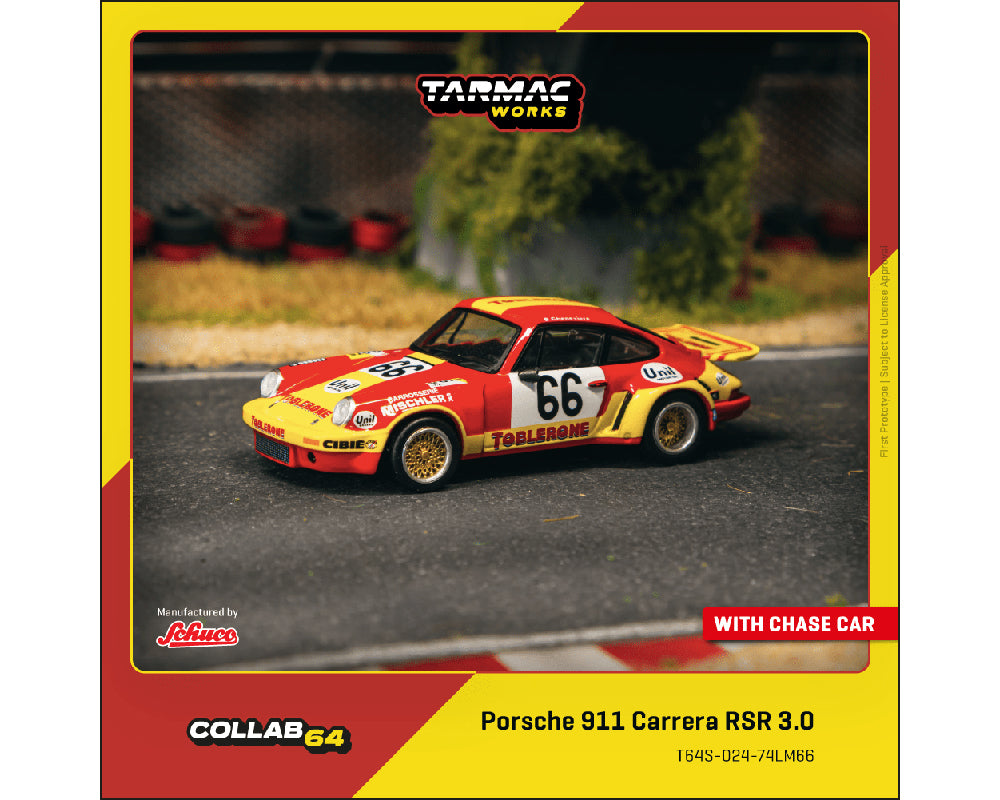 (Preorder) Tarmac Works x Schuco 1:64 Porsche 911 Carrera RSR 3.0 24h Le Mans 1974 #66 – Red