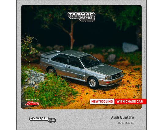 (Preorder) Tarmac Works 1:64 Audi Quattro – Silver – Collab64