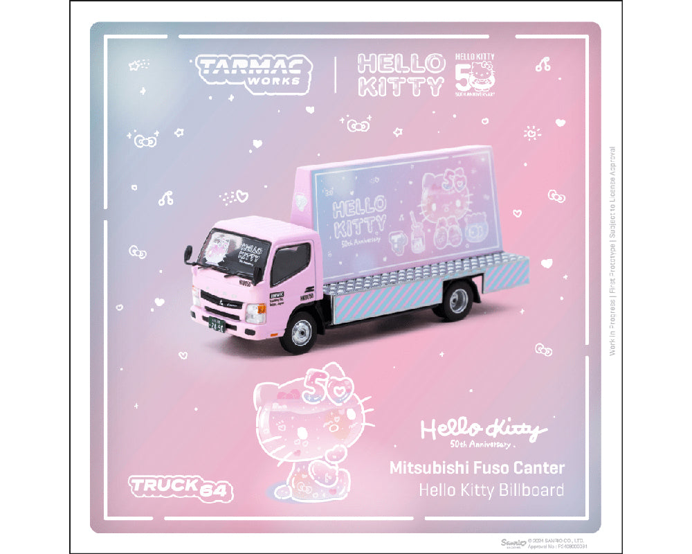 (Preorder) Tarmac Works 1:64 Mitsubishi Fuso Canter Billboard Truck – Pink – Truck64