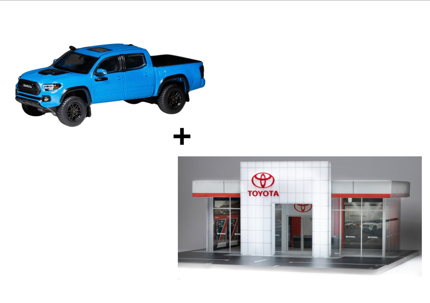 (Bundle) DiecastTalk 1/64 Toyota Tacoma TRD PRO Voodoo Blue + Diorama