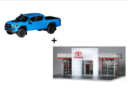(Bundle) DiecastTalk 1/64 Toyota Tacoma TRD PRO Voodoo Blue + Diorama