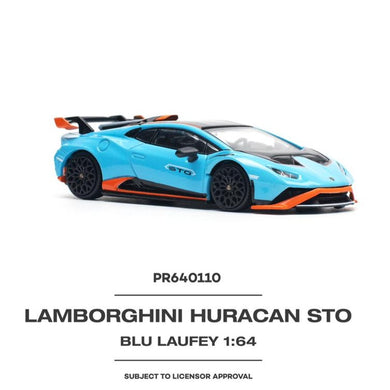 (Pre order) POPRACE 1/64 LAMBORGHINI HURACÁN STO BLU LAUFEY/ARANCIO XANTO