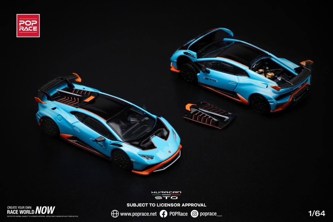 POPRACE 1/64 LAMBORGHINI HURACÁN STO BLU LAUFEY/ARANCIO XANTO