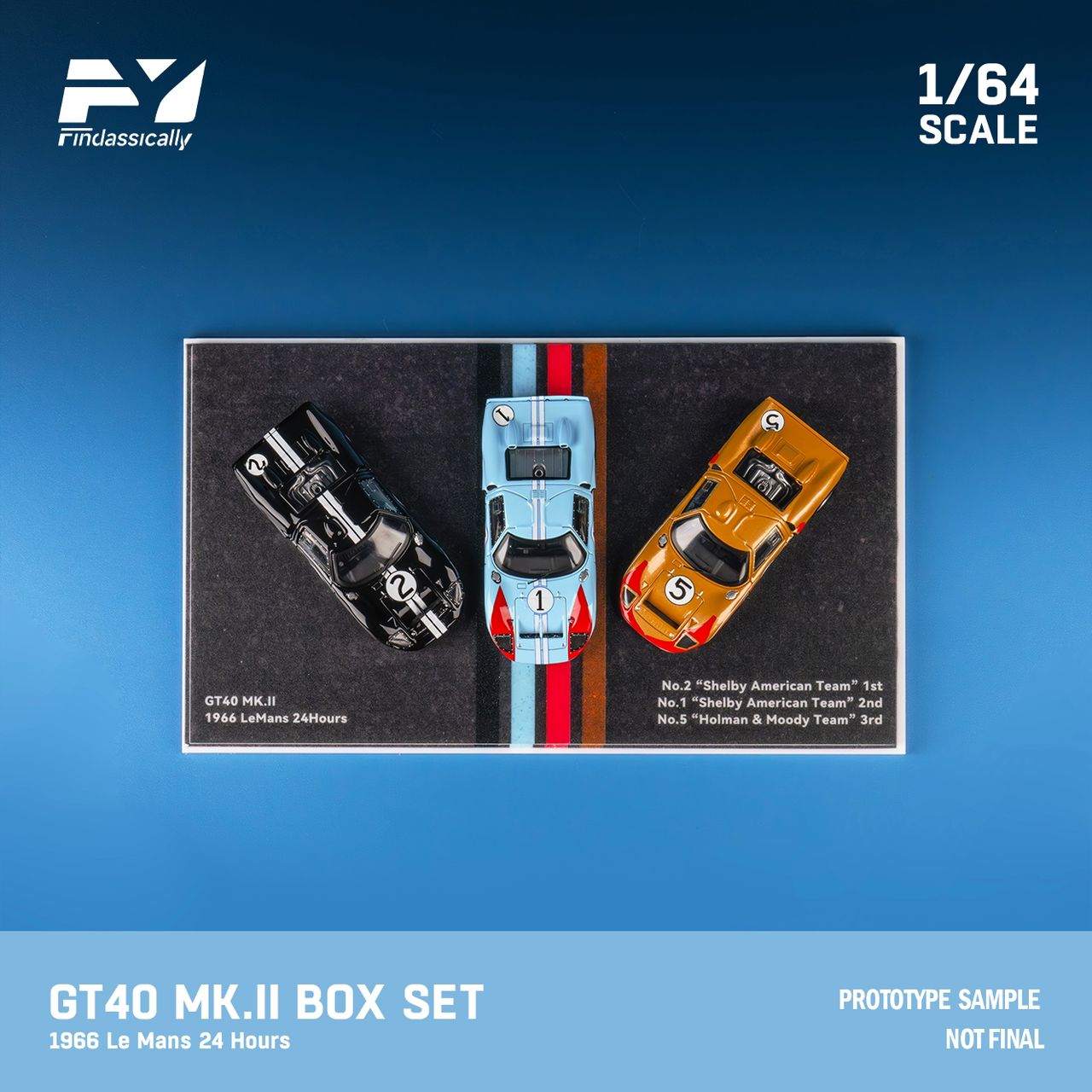 Preorder) Findclassically 1/64 Ford GT40 Mk.2 1966 LeMans 3 Cars