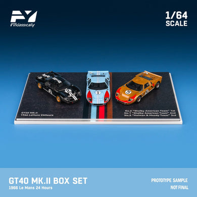 (Preorder) Findclassically 1/64 Ford GT40 Mk.2 1966 LeMans 3 Cars Winners set Limited to 200 sets