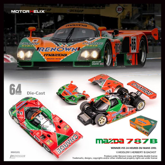 MOTORHELIX 1/64 Mazda 787B RENOWN #55 Winner Car