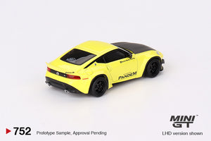 (Preorder) Mini GT 1:64 Nissan Z Pandem – Ikazuchi Yellow – MiJo Exclusives