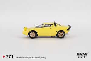 (Preorder) Mini GT 1:64 Lancia Stratos HF Stradale – Giallo Fly Yellow – MiJo Exclusives
