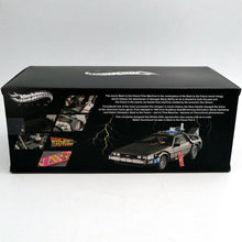 Load image into Gallery viewer, Hot Wheels Elite 1:18 Back to the Future Delorean Time Machine diecast with hooverboard