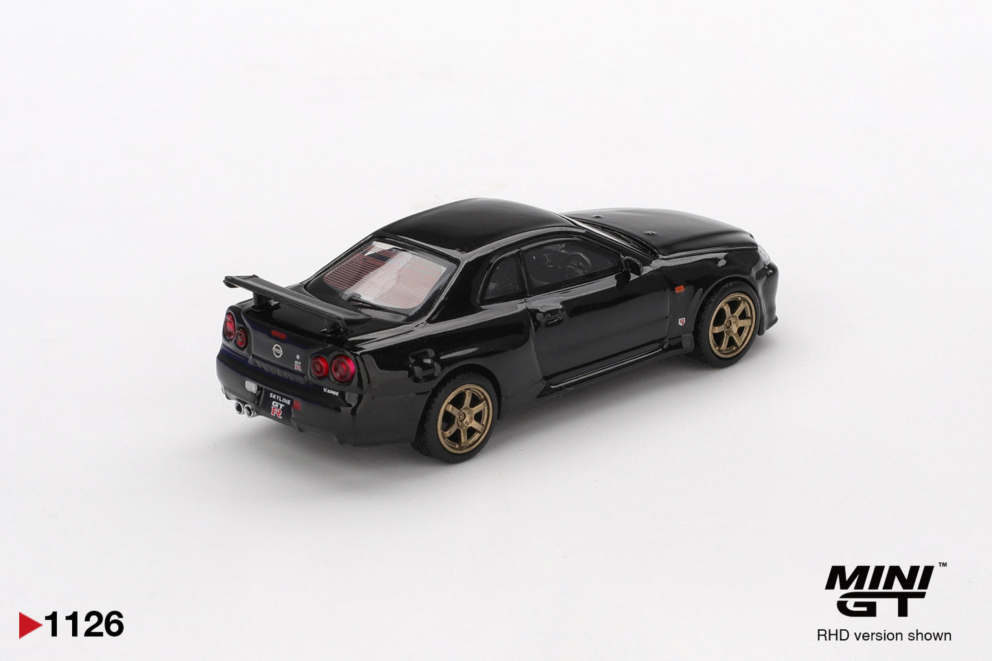 Mini GT 1:64 Nissan Skyline GT-R (R34) V.Spec Black Pearl W/ TE37 Wheel