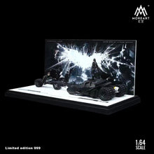 Load image into Gallery viewer, Moreart 1:64 Dark Knight Batmobile Tumbler + Batpod with Batman &amp; Catwoman Figure model