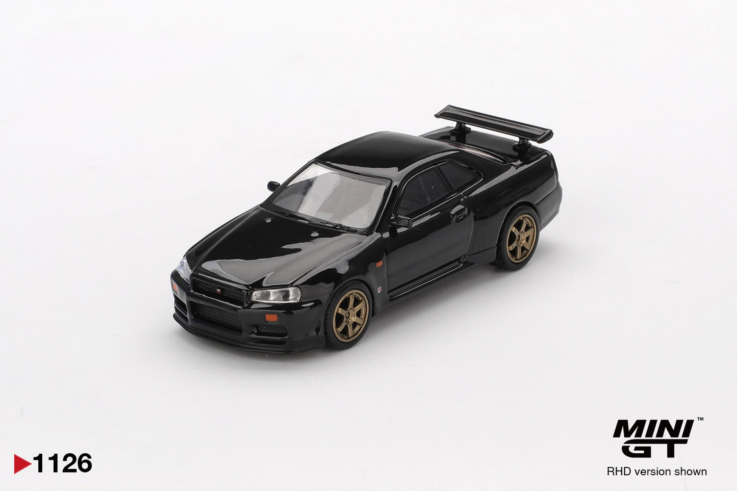 Mini GT 1:64 Nissan Skyline GT-R (R34) V.Spec Black Pearl W/ TE37 Wheel
