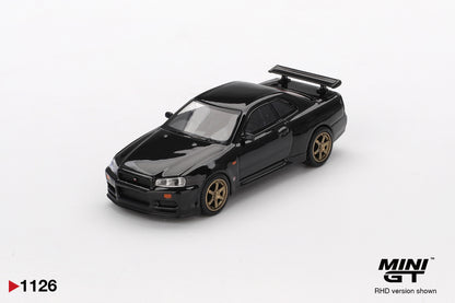 Mini GT 1:64 Nissan Skyline GT-R (R34) V.Spec Black Pearl W/ TE37 Wheel