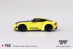 (Preorder) Mini GT 1:64 Nissan Z Pandem – Ikazuchi Yellow – MiJo Exclusives