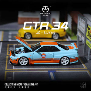 (Pre order) Time Micro 1:64 Nissan Skyline R34 GTR GULF with open hood