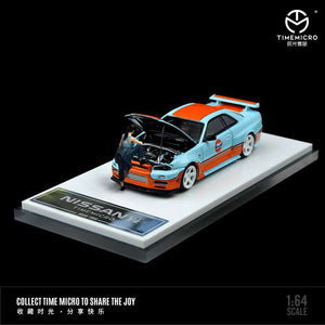 (Pre order) Time Micro 1:64 Nissan Skyline R34 GTR GULF with open hood