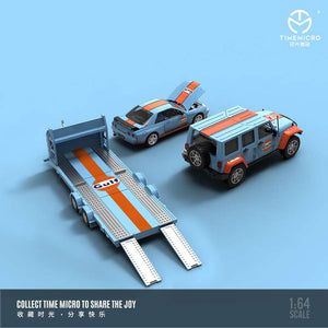 (Pre order) Time Micro 1:64 Nissan Skyline R32 GTR GULF/ Jeep + Trailer set