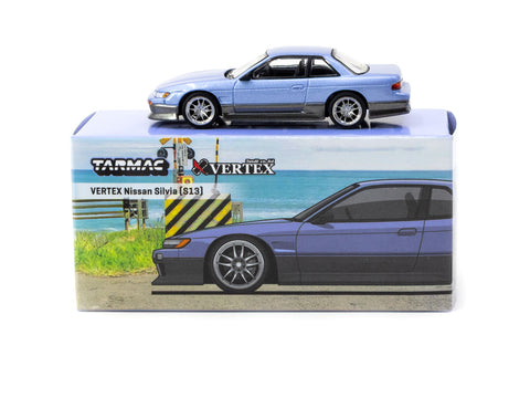 Tarmac Works 1/64 VERTEX Nissan Silvia S13 Blue/Grey - GLOBAL64
