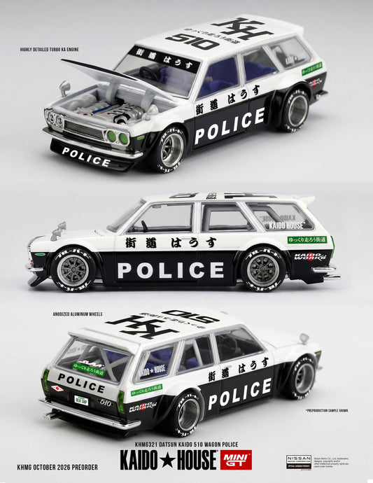 Kaido House x Mini GT 1:64 Datsun KAIDO 510 Wagon Police