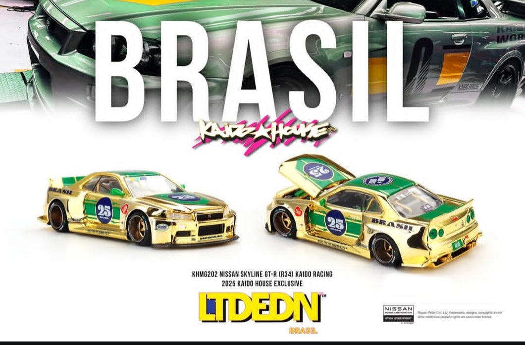 MINIGT 街道ハウス GT-R (R34) Brazil Kaido House Brazil LTD EDN 1:64 Nissan Skyline GT-R (R34
